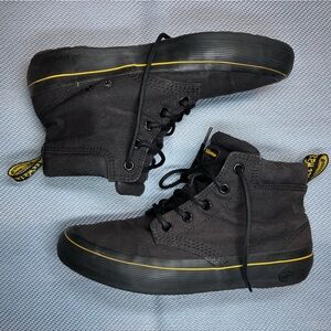 Dr. Martens Black High-Top Boots with Yellow Trim